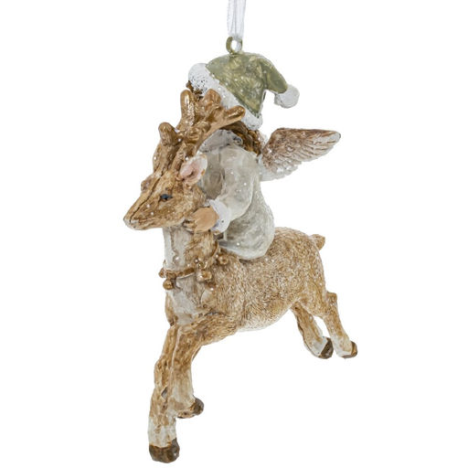 Украшение новогоднее "Ангел на олене", L8 W4,5 H9,5 см