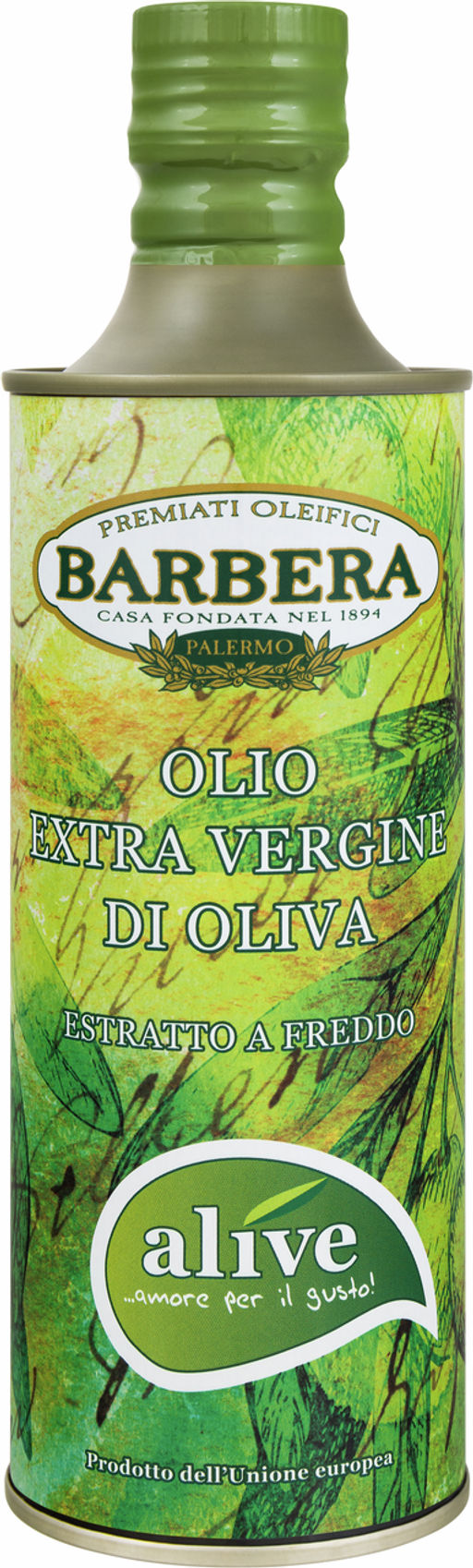 Масло оливковое Barbera Alive Extra Vergine 500 мл, жесть, Италия