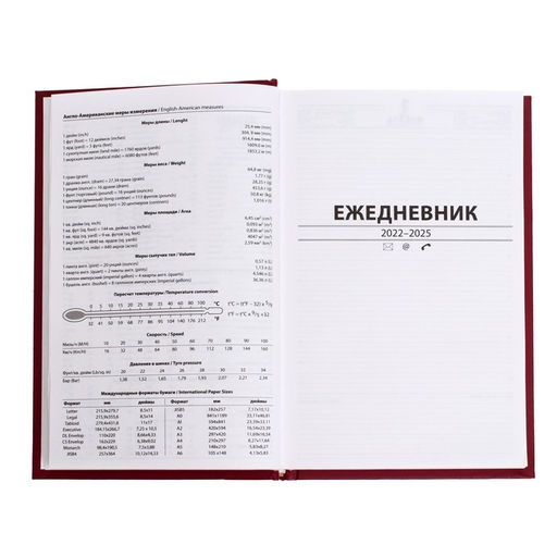 Ежедневник полудатированный на 4 года А5, 192 листа, обложка бумвинил, бордовый - Calligrata фото 8