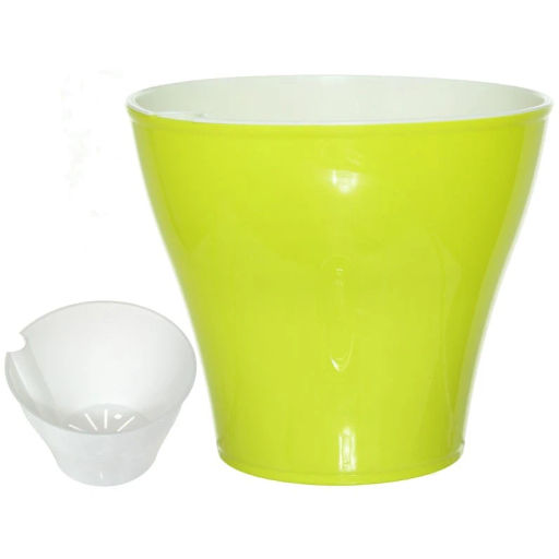 Цена за 3 шт. Кашпо для цветов пластиковое 1л d-14см "Афина" со вставкой лимон