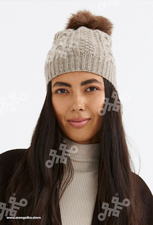 Шапка из 100% монгольской шерсти с помпоном (арт. 05103) - Монголка фото 7