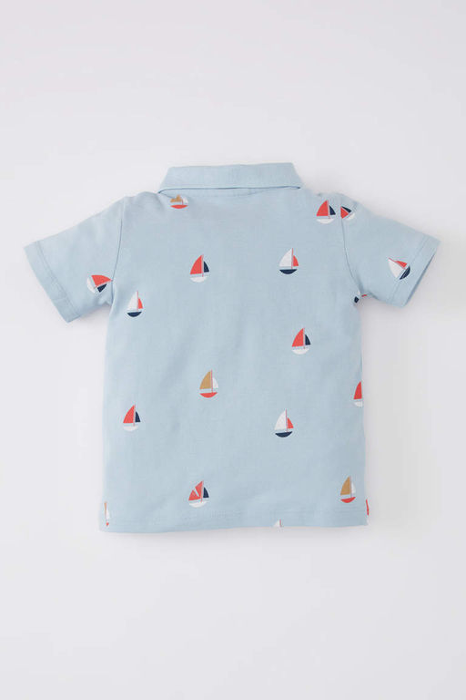 Футболка-поло с короткими рукавами и рисунком пике для маленьких мальчиков - Defacto фото 4