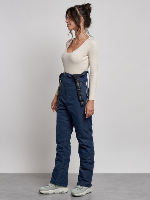 Полукомбинезон с высокой посадкой женский зимний темно-синего цвета 7605TS - Colannia фото 7