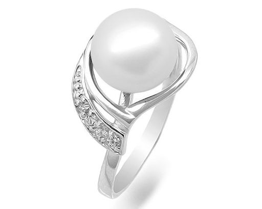 Кольцо из серебра жемчуг, Км094