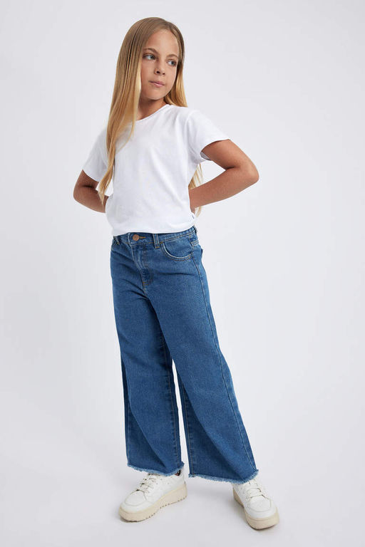 Широкие джинсовые брюки для девочек - Defacto фото 3