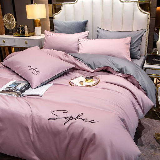 КПБ Mency однотонный с вышивкой MENO017 2 спальный