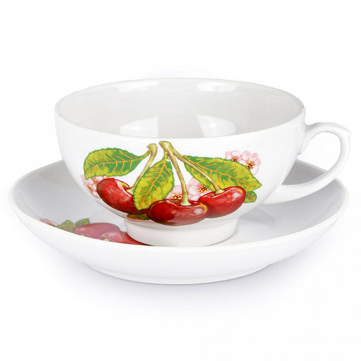 Сервиз чайный фарфоровый "Вишня" 14 предметов на 6 персон, форма "Дачный" (Россия)