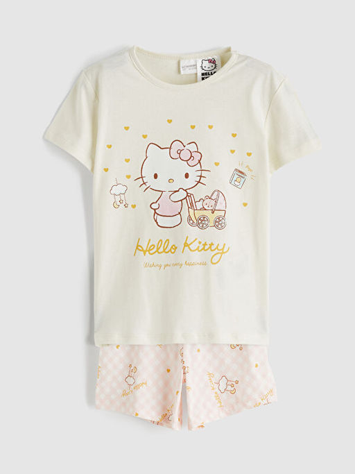 Hello Kitty Bask?l? K?z ?ocuk ?ortlu Pijama Tak?m?