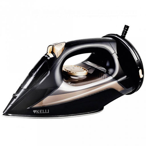 Утюг электрический "Kelli", подошва с керамическим покрытием, беспроводная работа, функция "Паровой удар", функция самоочистки, вертикальная глажка, пульверизатор, защита от перегрева, термо и паро регулятор, защита шнура от перекручивания, световой