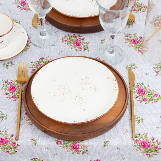 Скатерть Доляна Roses on linen 146х220 см, 100% хлопок, рогожка 164 г/м2  фото 4