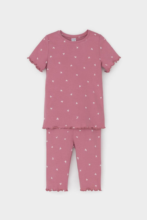 К 1632/пепельная роза,мини листики пижама для дев