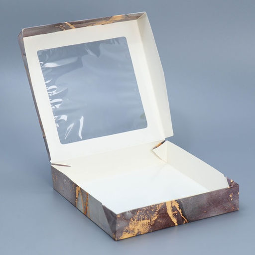 Цена за 5 шт. Кондитерская упаковка, коробка с ламинацией «Мрамор», 20×20×4 см