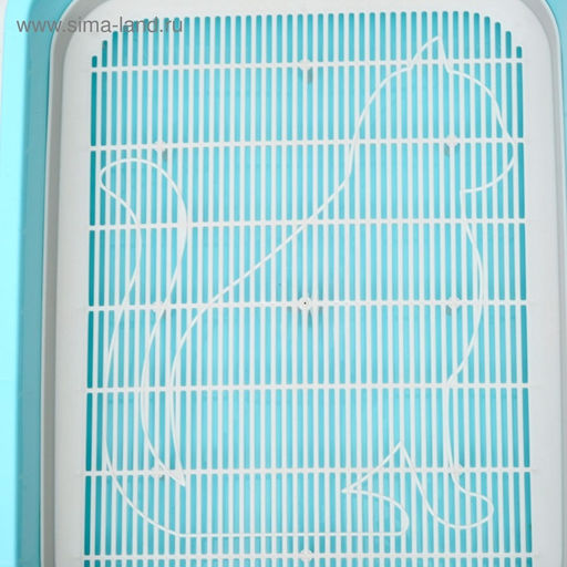 Туалет для кошек «Мур-мяу», 33×25×7 с. с сеткой, пластик, голубой