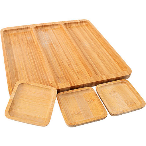 28319 Набор 4пр (поднос + 3 подставки) из бамбука 32х32х2см MB (х12) - Mayer&boch фото 3