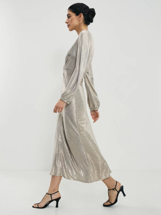 Платье из блестящей ткани с разрезом / Zarina