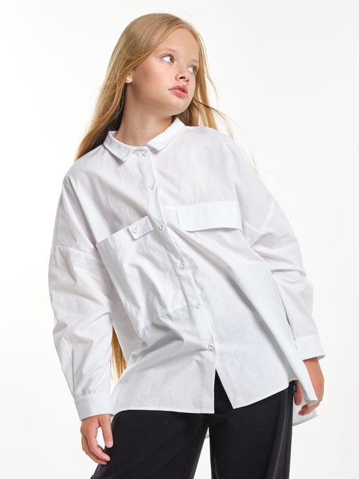 Рубашка для девочки подросткам школьная форма оверсайз UD 7953 белый - Mini maxi фото 9