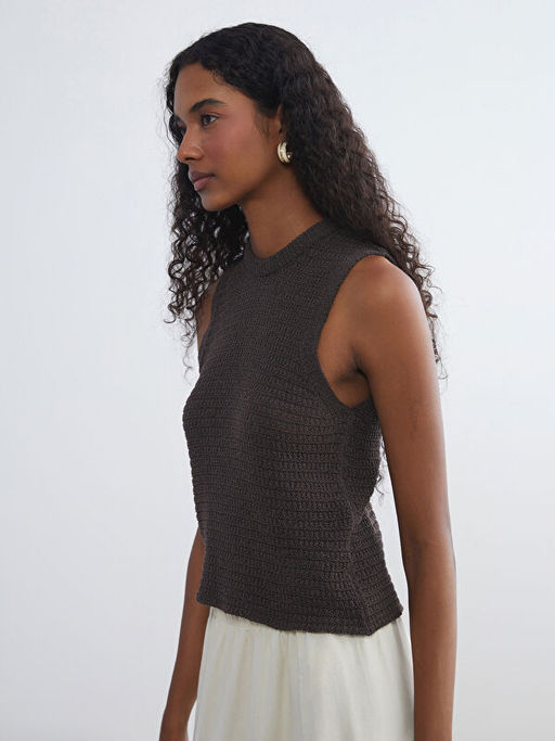 Bisiklet Yaka Ajurlu Kad?n Triko S?veter