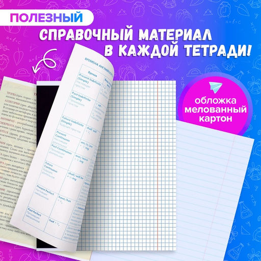 Тетради предметные «Пиксели», 10 предметов, 36 листов, со справочным материалом, обложка из мелованного картона, блок офсет