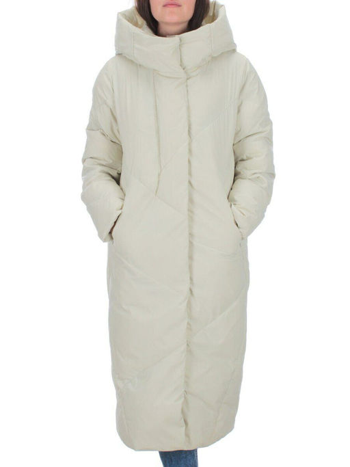 22339 BEIGE Пальто стеганое зимнее женское (200 гр. холлофайбера) - Фабричный китай фото 2