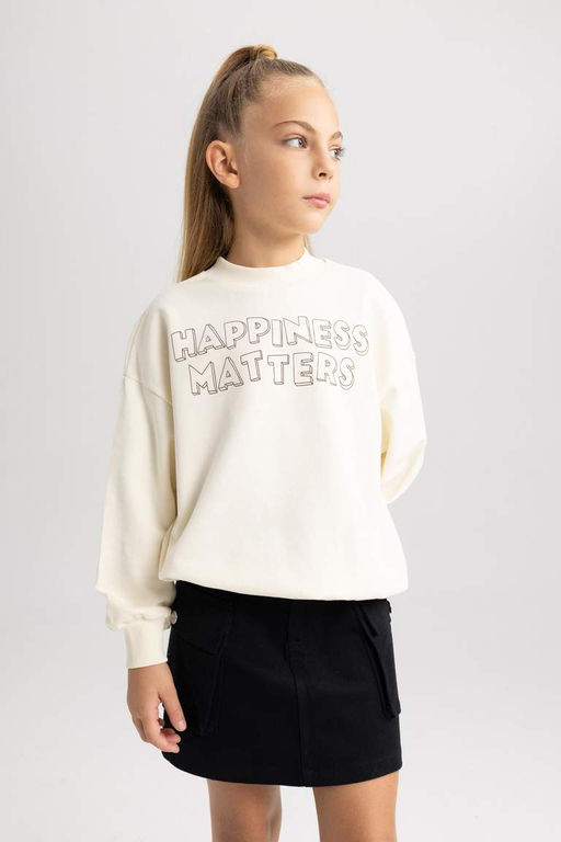 Толстовка обычного кроя с круглым вырезом для девочек - Defacto фото 7