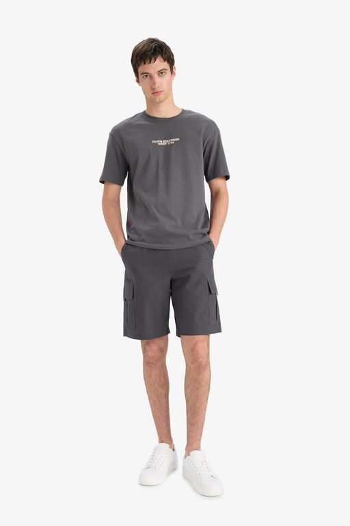 %100 Pamuk Boxy Fit Bisiklet Yaka K_sa Kollu Ti__rt - Defacto фото 3