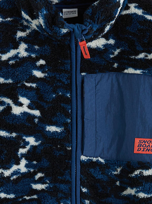 Dik Yaka Pel?? Erkek ?ocuk Fermuarl? Sweatshirt