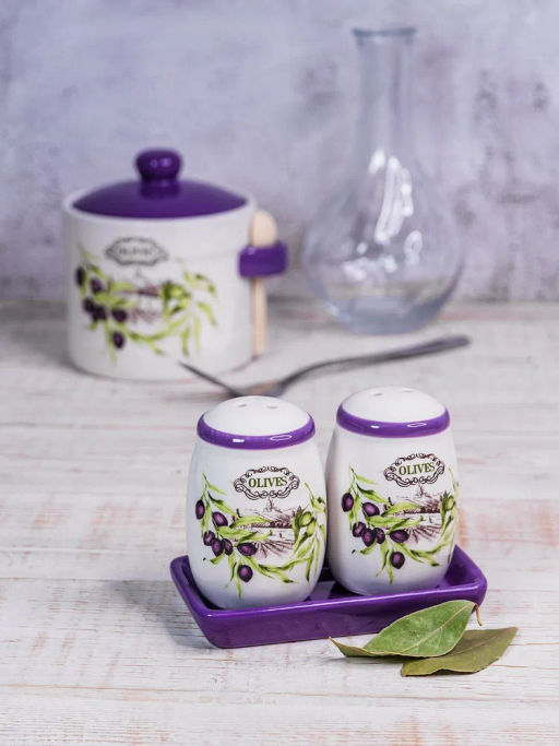 Набор солонка и перечница ОЛИВКИ с подставкой арт.MFK21034 /МФК/  фото 6