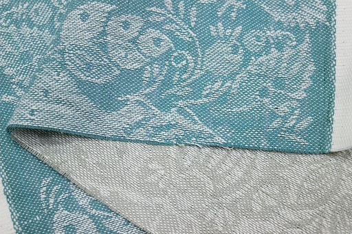 Холст полотенечный жаккард Птицы цв.бирюзово-зеленый/серый, ш.0.5м, лен-30%, хл-70% - Купава фото 2