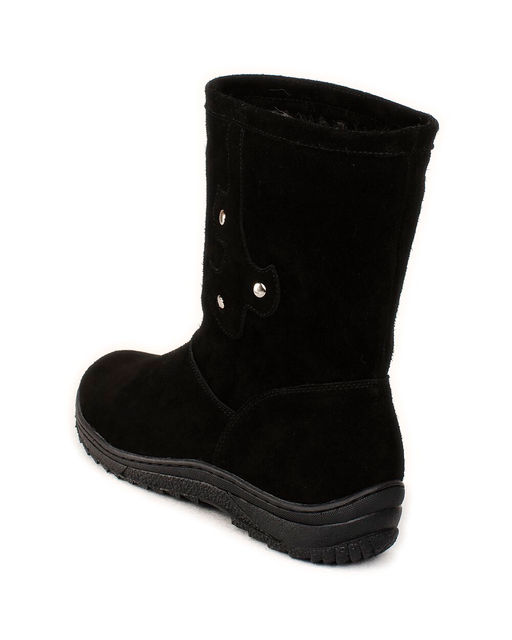 Полусапоги женские на литой подошве., Черные. Замша. Подклад овчина.