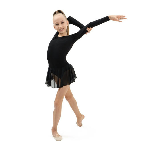 Купальник для хореографии Grace Dance, юбка-сетка, с длинным рукавом, р. 38, цвет чёрный фото 5
