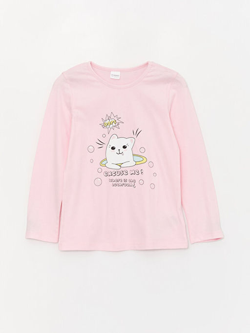 Bisiklet Yaka Bask?l? Uzun Kollu K?z ?ocuk Pijama Tak?m? - Waikiki фото 2