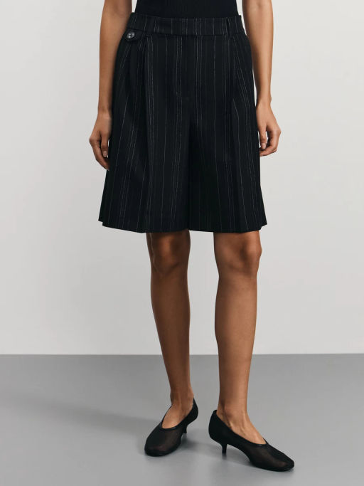 Шорты прямого кроя в полоску с содержанием вискозы / Zarina фото 3