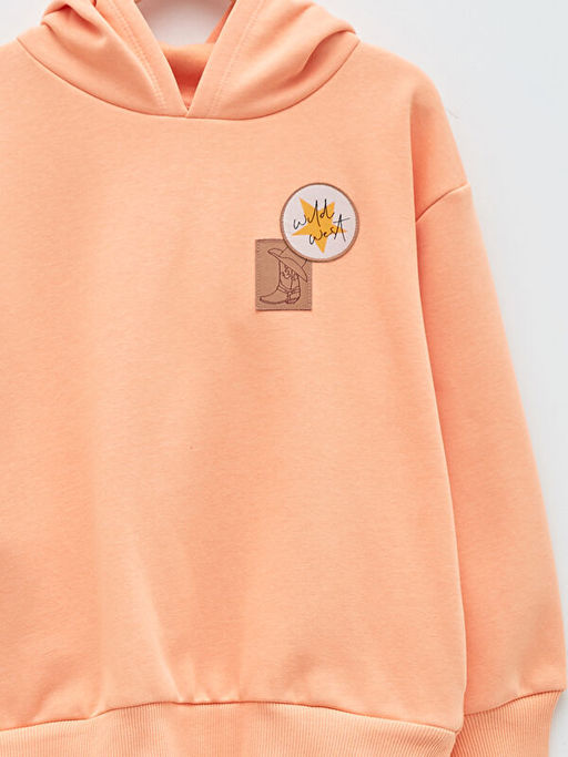 Kap??onlu Aplike Nak??l? Uzun Kollu K?z ?ocuk Sweatshirt - Waikiki фото 3