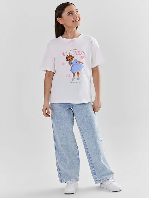 Футболка для девочек белая с принтом - Mark formelle фото 2