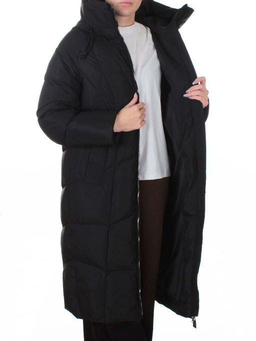 8855 BLACK Пальто зимнее женское (200 гр. холлофайбер)