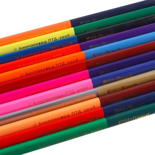 Карандаши двухсторонние, 24 цвета, заточенные, трехгранные, картонная упаковка, европодвес, Маша и Медведь