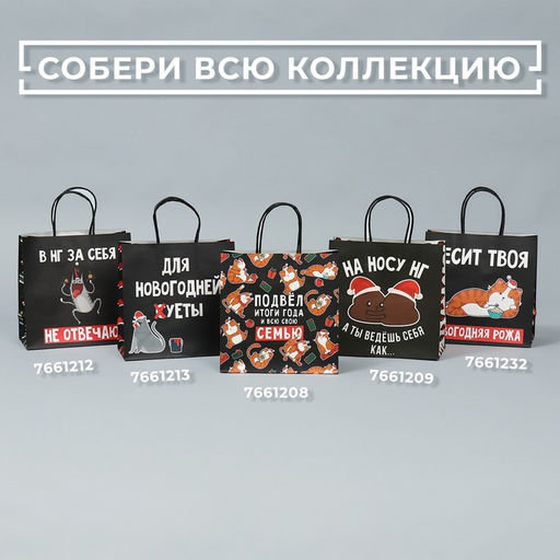 Пакет подарочный новогодний «Рожа», 22 х 22 х 11 см