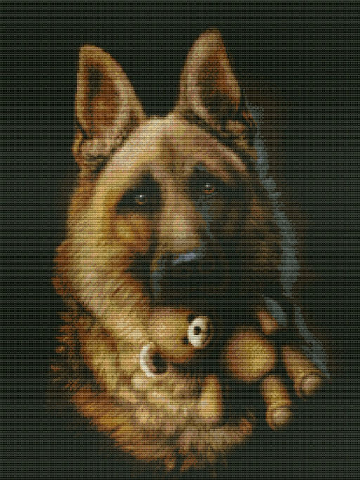 Вышивка крестиком 40х50см, Овчарка и игрушка