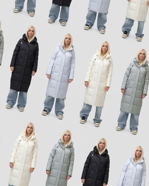 Пальто утепленное стеганное зимнее с капюшоном женское зеленого цвета 9608Z