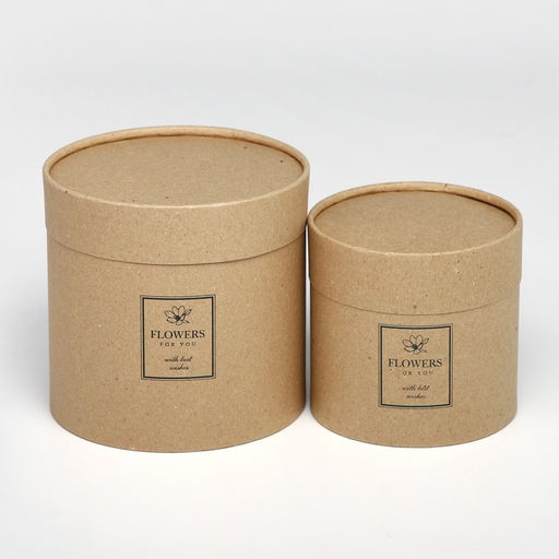 Набор шляпных коробок из крафта 2 в 1 Flowers, 12 х 12, 15 х 15 см - Дарите счастье фото 2