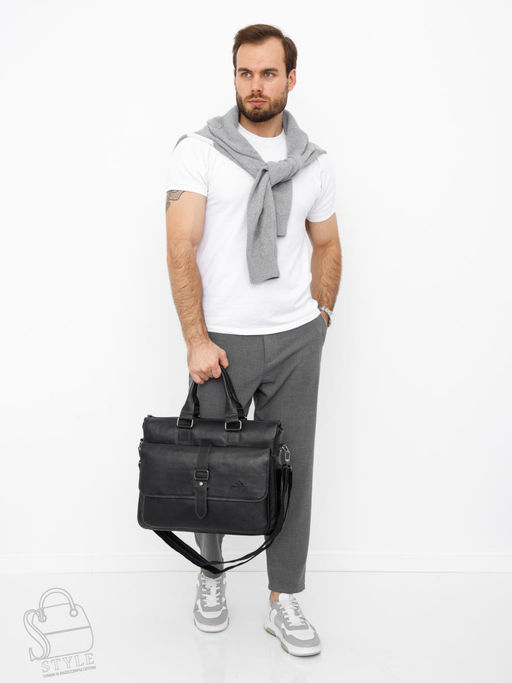 Портфель мужской кожаный 0066Z black Zinimsk