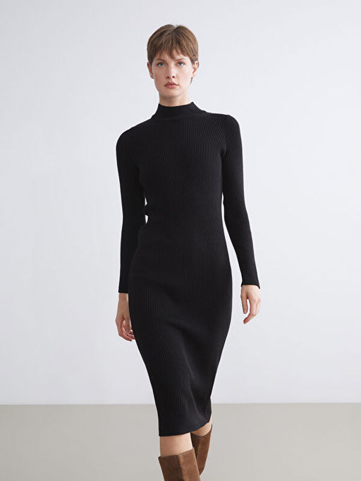 Yar?m Bal?k?? Yaka Triko Elbise