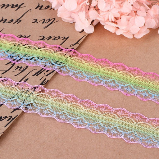 Цена за 2 шт. Кружево капроновое «Радуга нежная», 28 мм, 10±1 м, цвет разноцветный №2