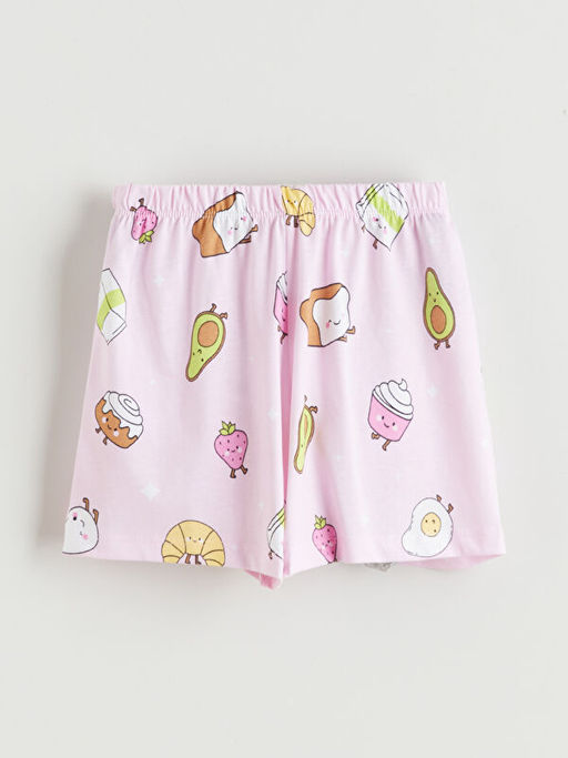 Bask?l? K?z ?ocuk ?ortlu Pijama Tak?m?