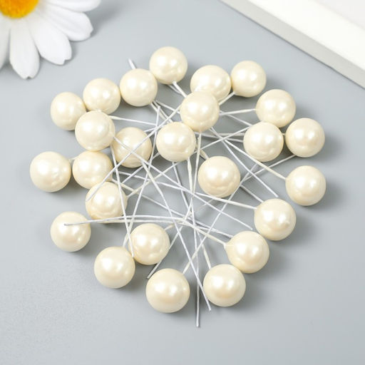 Декор для творчества «Шарик белый жемчужный», d=1.2 см, набор 25 шт., 6×1.2×1.2 см