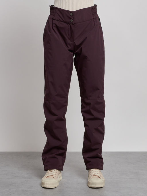 Брюки утепленные спортивные с высокой посадкой женские зимние темно-бордового цвета 7141Tb - Colannia фото 5