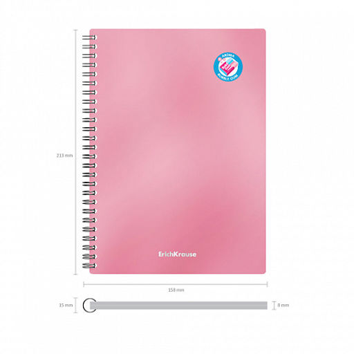 Цена за 4 шт. Тетрадь общая с пластиковой обложкой на спирали ErichKrause Bubble Gum, розовый, А5, 80 листов, клетка  фото 5