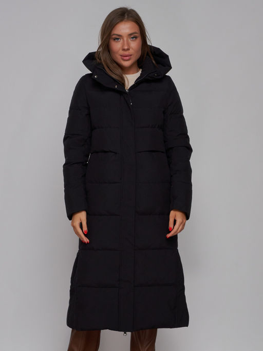 Пальто утепленное молодежное зимнее женское черного цвета 52382Ch - Holdluck фото 9