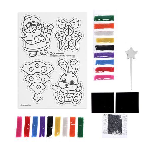 Новогодняя фреска на магните Дед Мороз и зайка, набор 4 шт. - Школа талантов фото 6