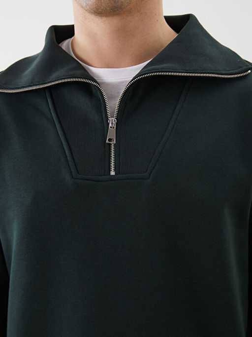 Fermuarl? Dik Yaka Erkek Sweatshirt
